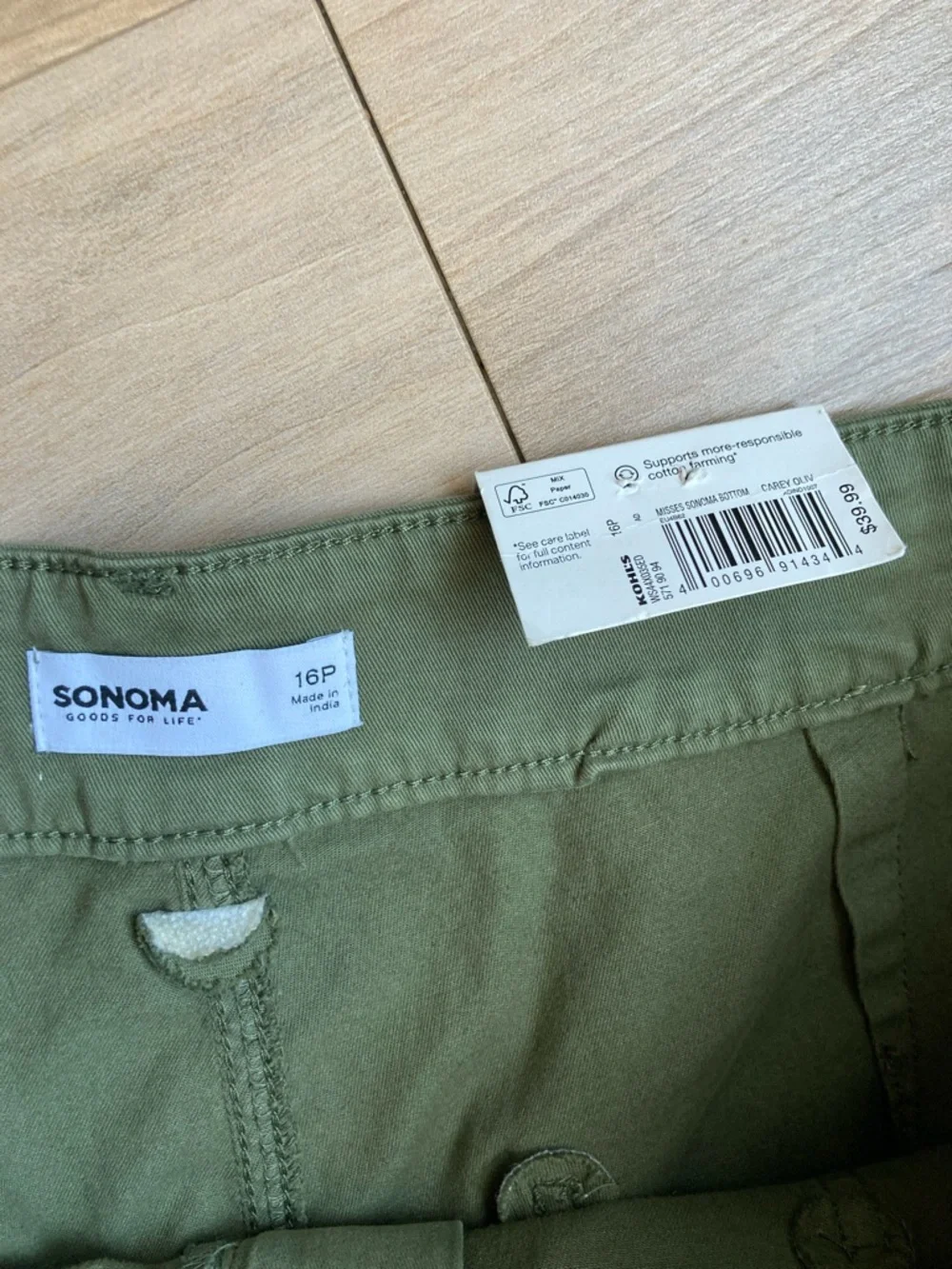 Sonoma olive green utility pant midrise pant 16P - Picture 12 of 17